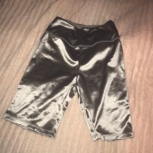 Metallic Silver Biker Shorts